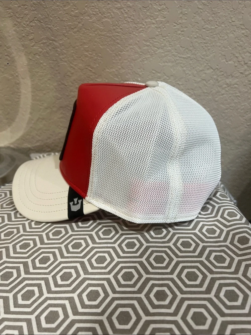 Goorin Bros. Leather and mesh Red and White 'Bad Boy' Rottweiler Dog Cap